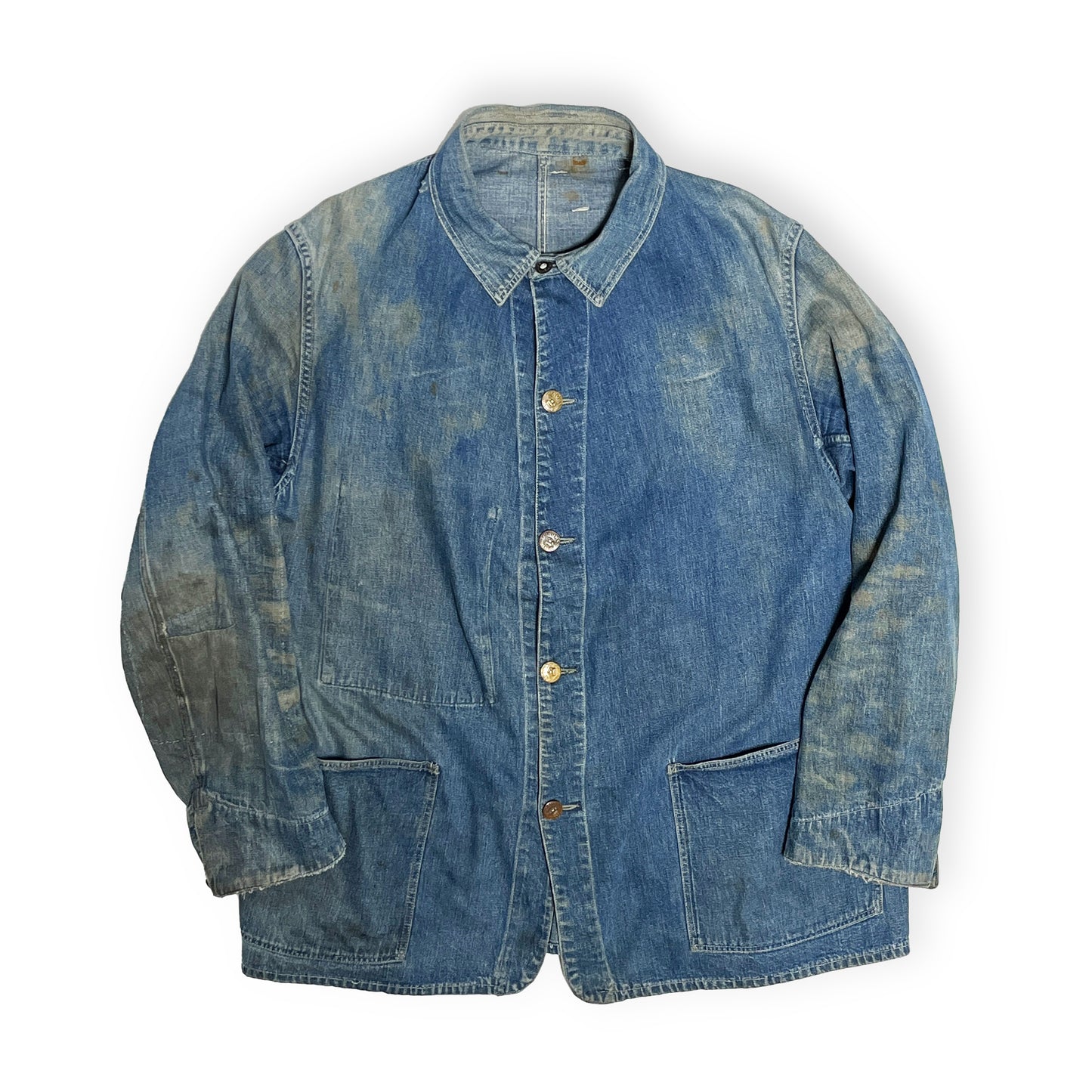 40's WWII Denim Coverall CROWN Change Button 極上雰囲気 Size (42)位 スペシャル!