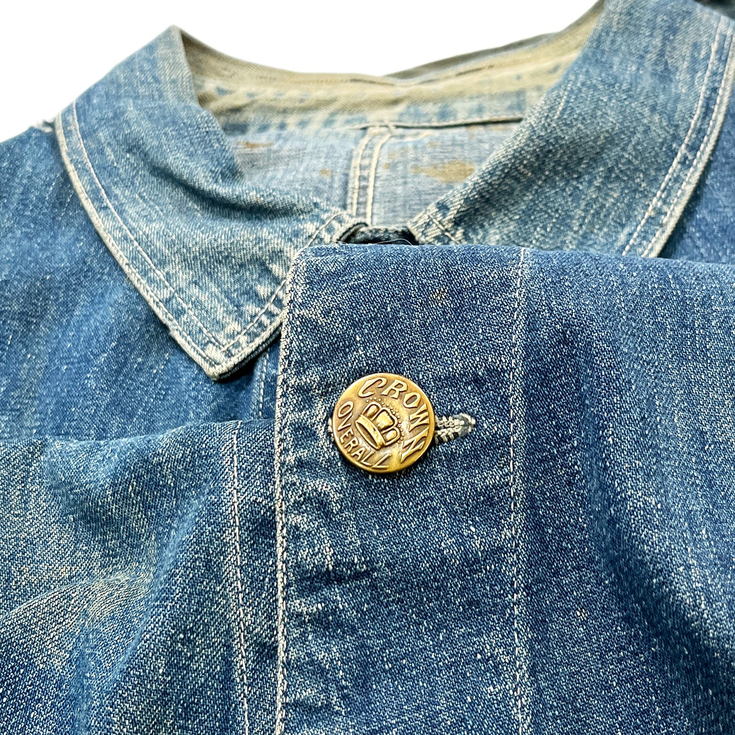 40's WWII Denim Coverall CROWN Change Button 極上雰囲気 Size (42)位 スペシャル!