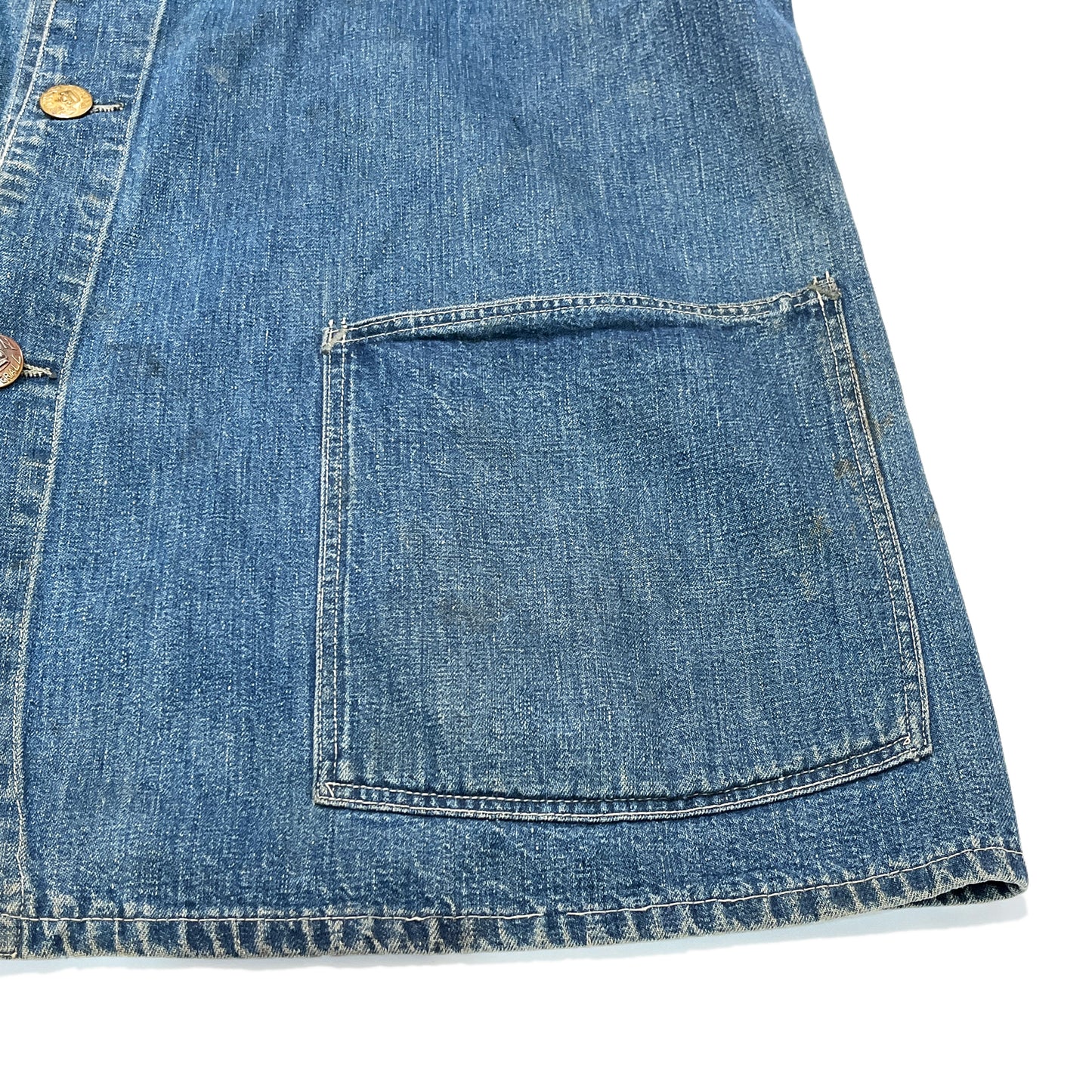 40's WWII Denim Coverall CROWN Change Button 極上雰囲気 Size (42)位 スペシャル!