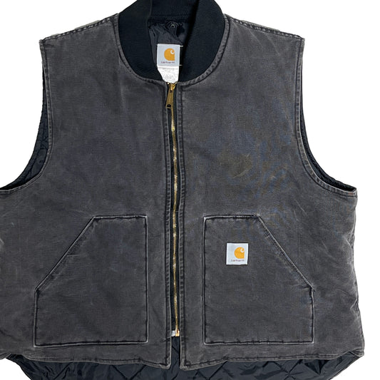 アメリカ製 Carhartt Duck Vest ブラック 絞りあり Size (2XL-R)