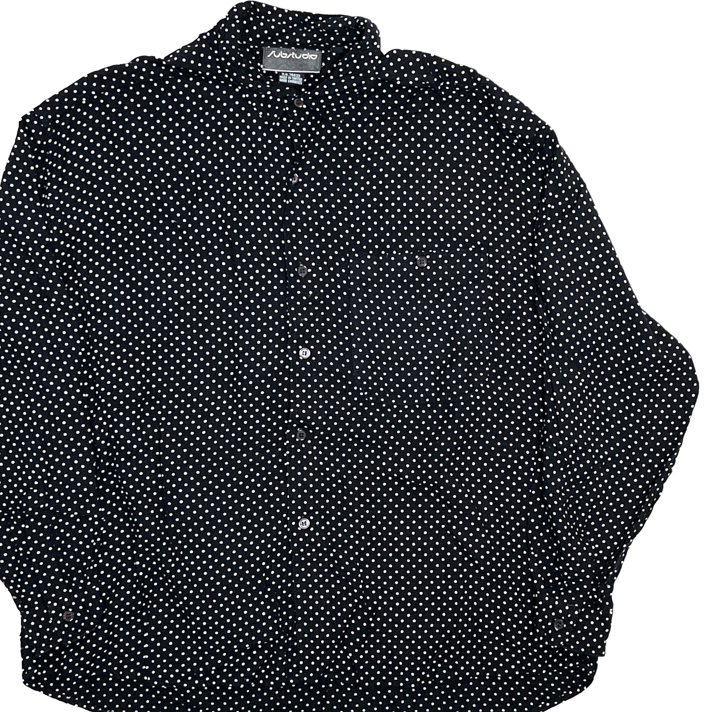 90's〜 Rayon Dot L/S SH Size (XL) UAE製