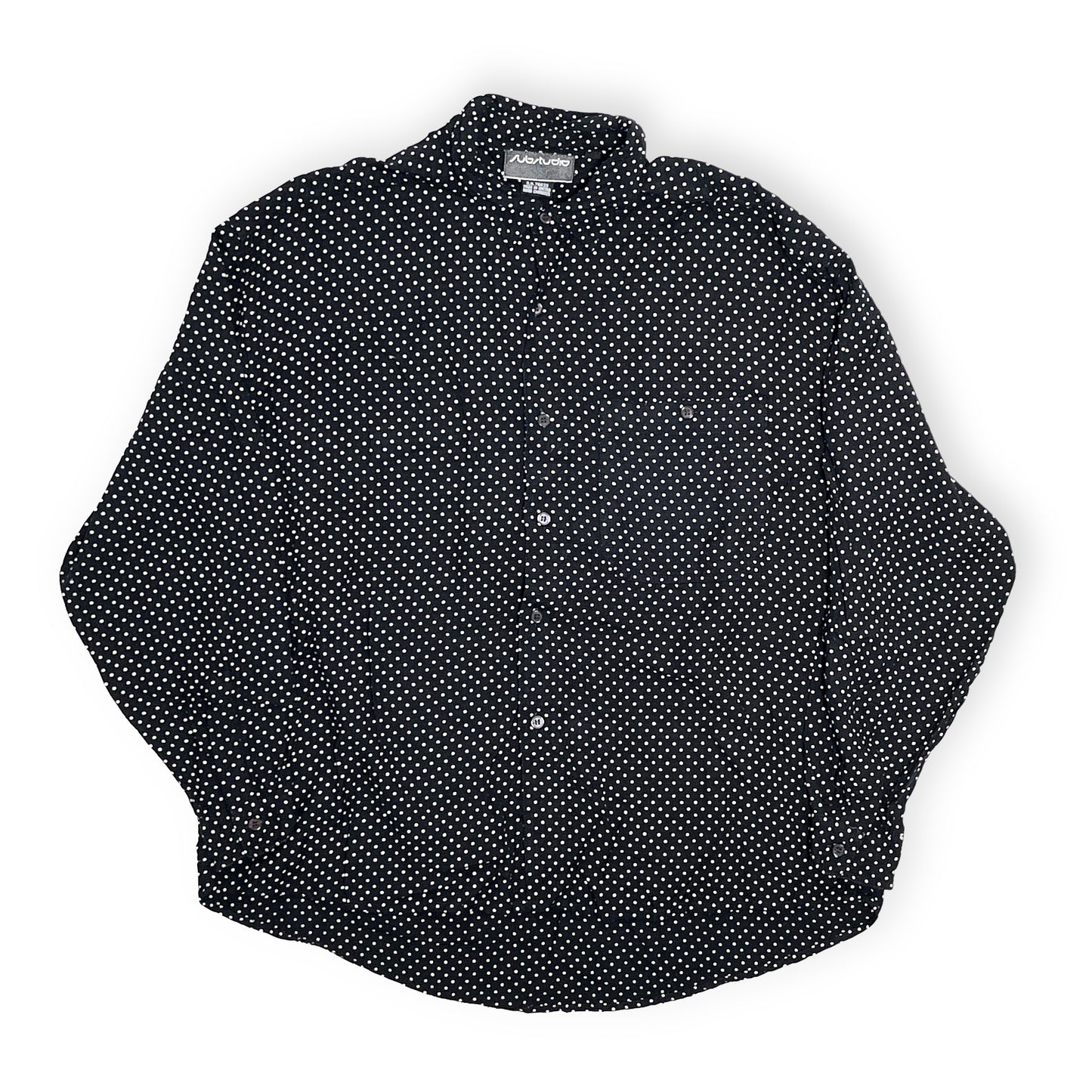 90's〜 Rayon Dot L/S SH Size (XL) UAE製