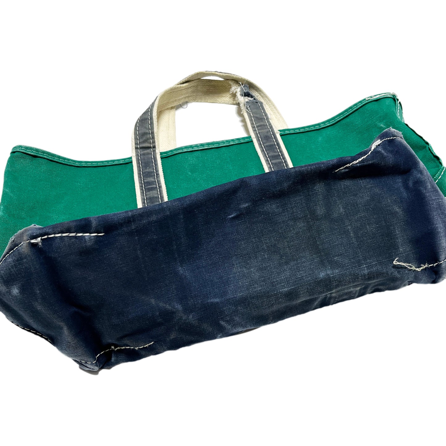 80's L.L.Bean DELUXE TOTE Green X Navy Size (Large)