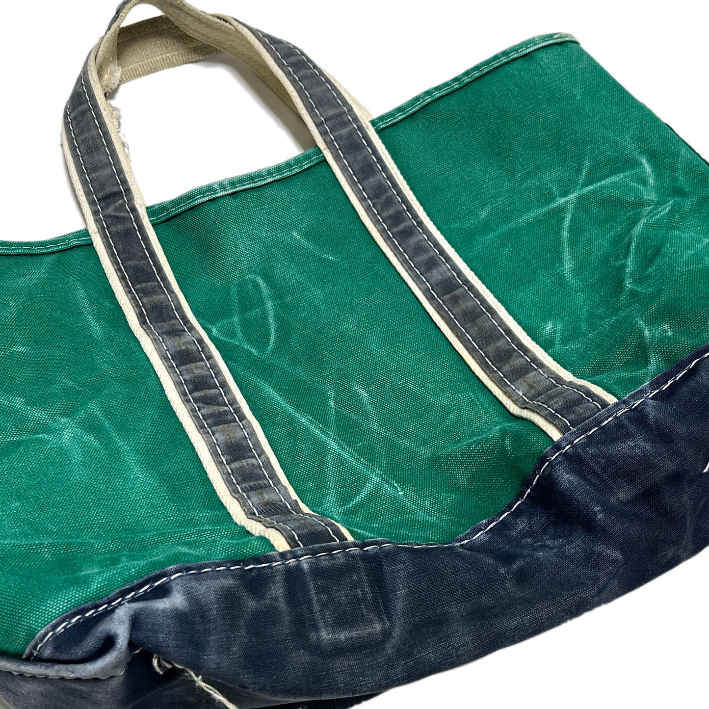 80's L.L.Bean DELUXE TOTE Green X Navy Size (Large)