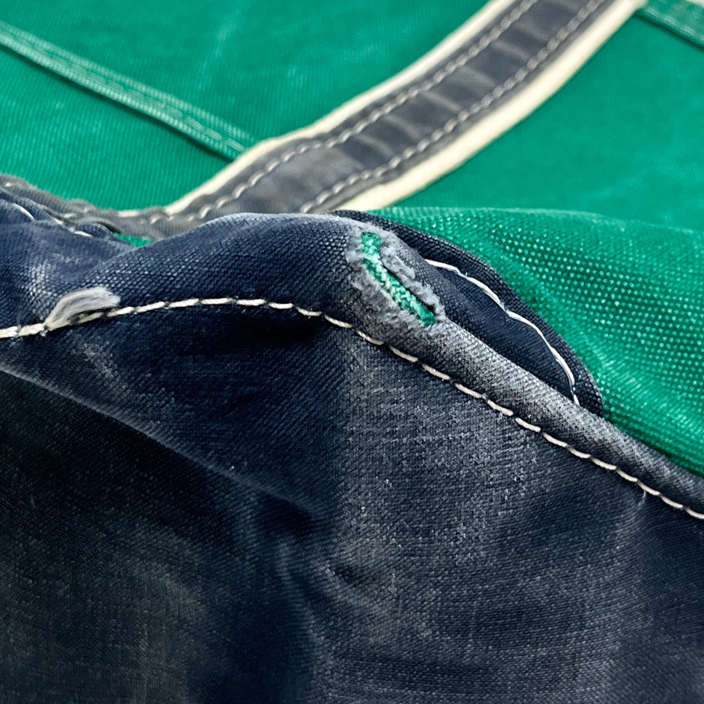 80's L.L.Bean DELUXE TOTE Green X Navy Size (Large)