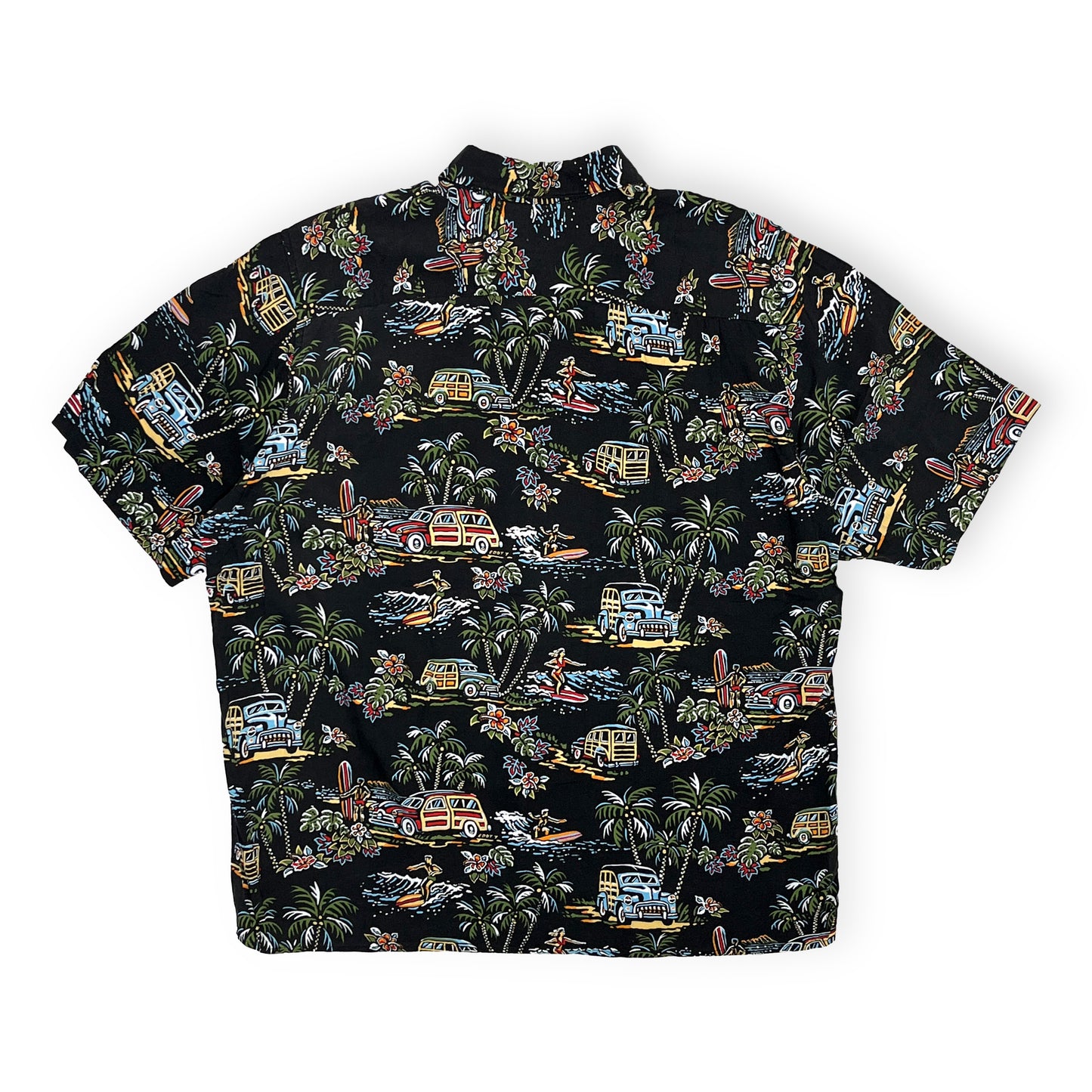 90's REYN SPOONER Rayon S/S SH "SAINT LAURENT Sampling" Size (XL)