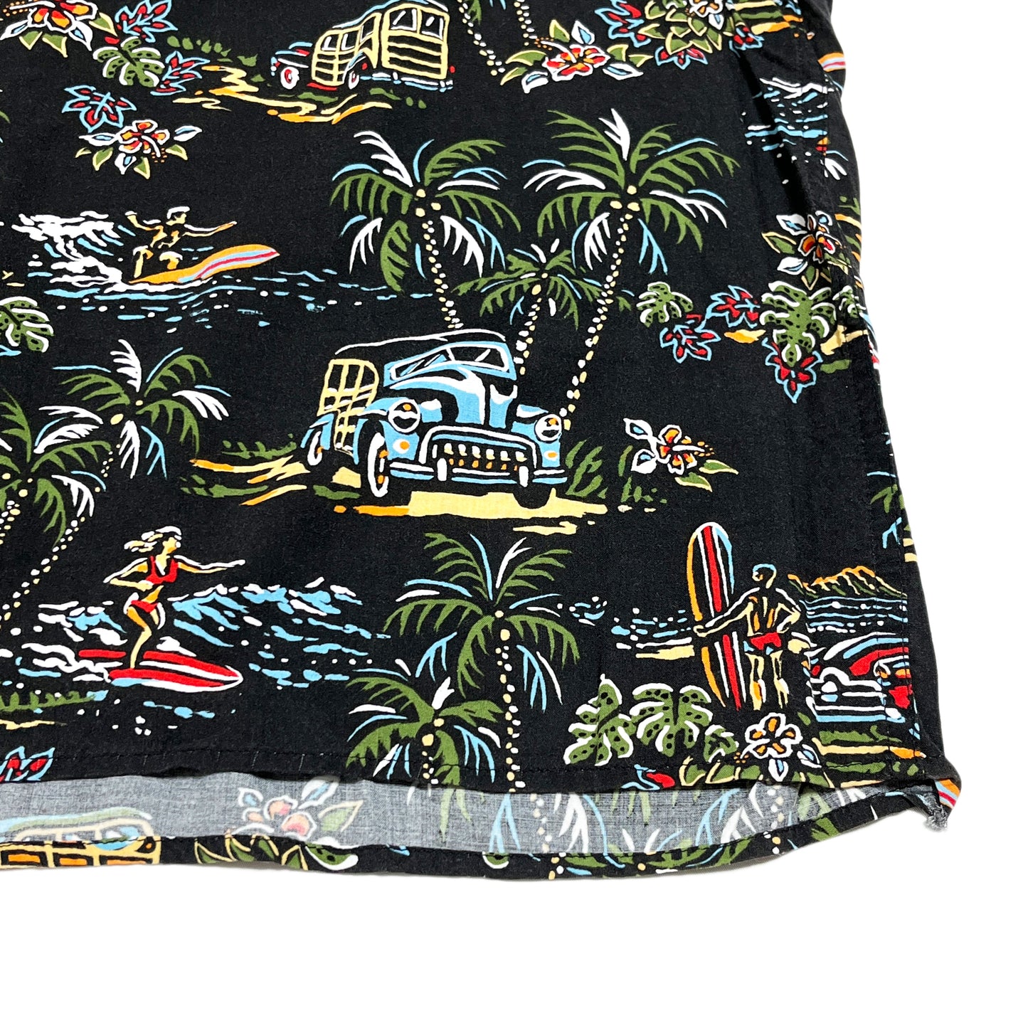 90's REYN SPOONER Rayon S/S SH "SAINT LAURENT Sampling" Size (XL)