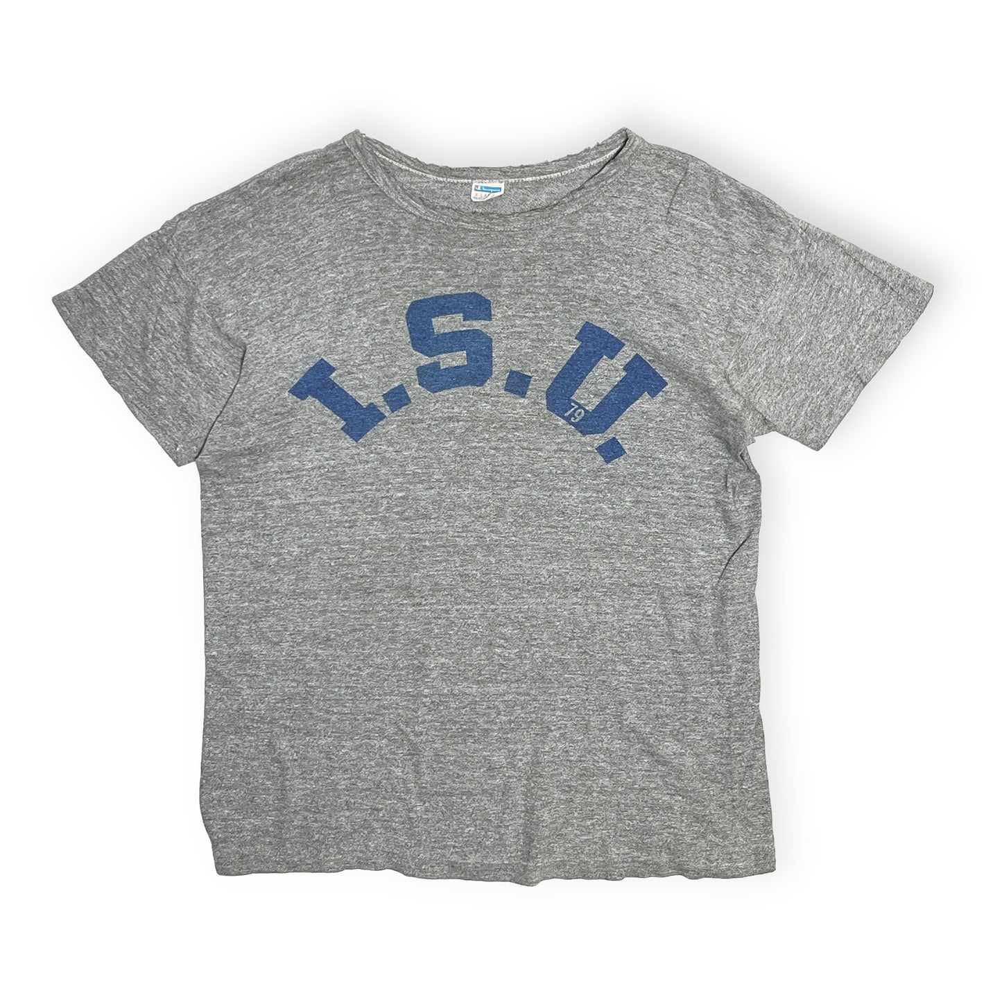 70's Champion バータグ T "I.S.U. 79" 染み込みプリント Size (XL)