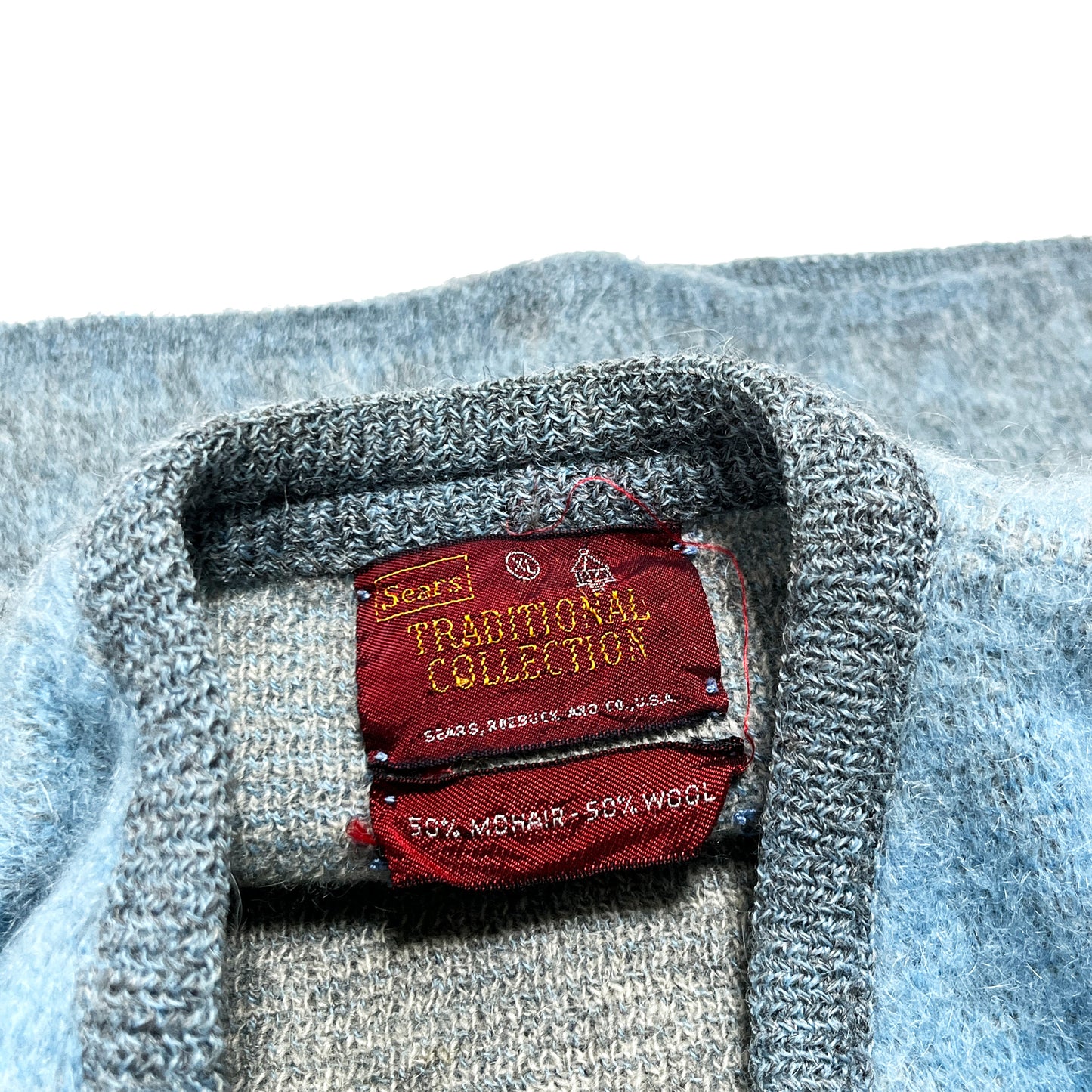 70's Sears Border Mohair Cardigan Size (XL) ビッグサイズ!