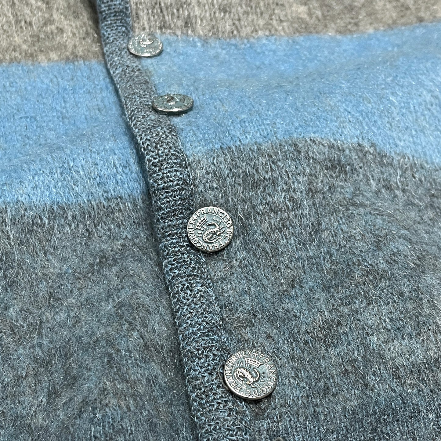 70's Sears Border Mohair Cardigan Size (XL) ビッグサイズ!