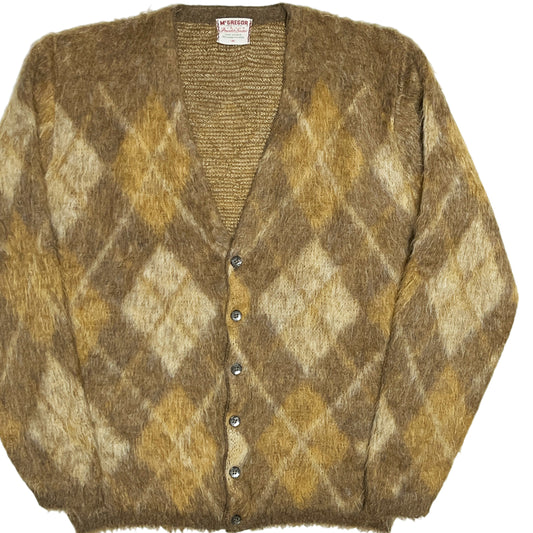 60's McGregor Argyle Mohair Cardigan "Powder Snow" Size (M)