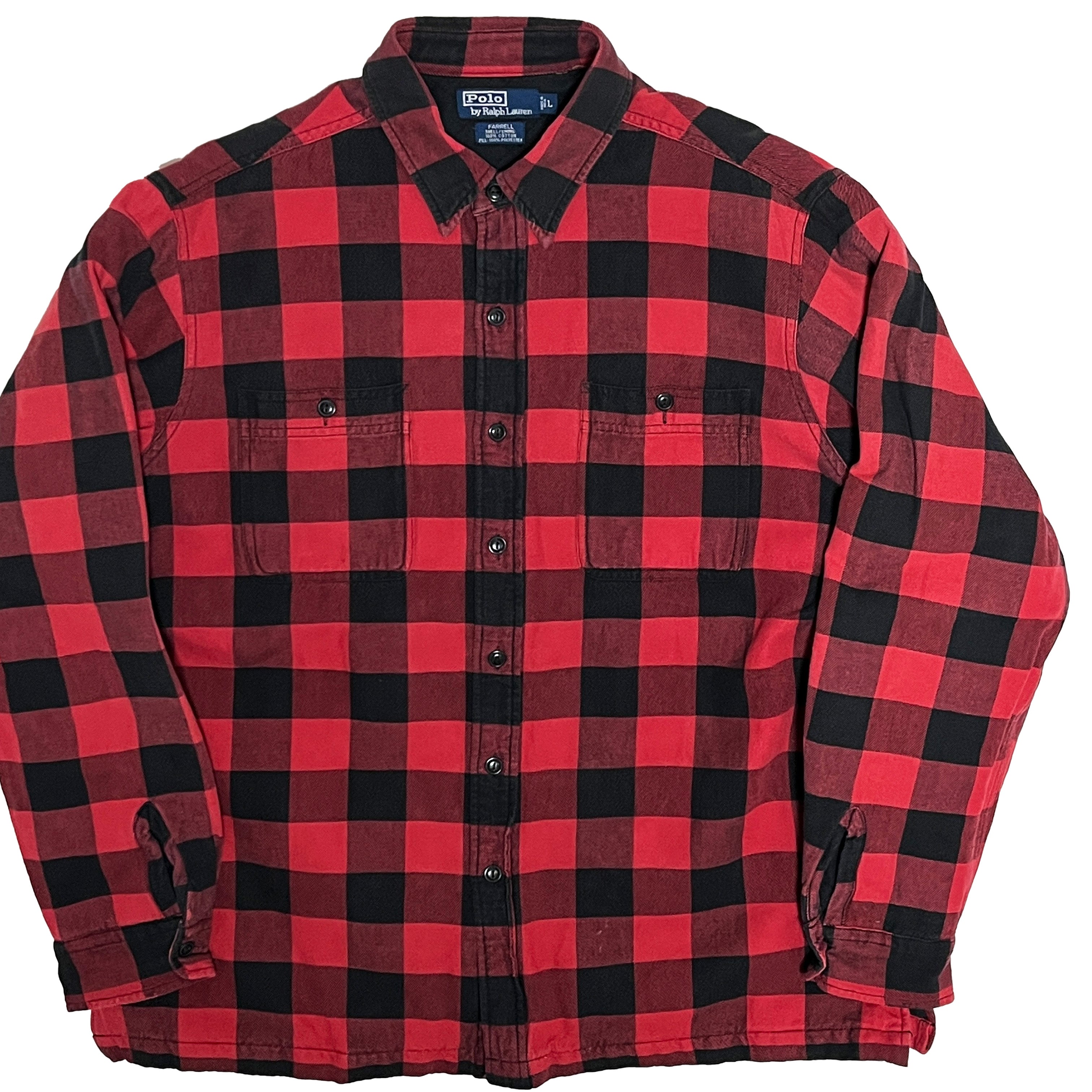 90s 肉厚 Ralph Lauren バッファローチェック ヘビーネル Ralph Lauren - 90s ポロ ラルフローレン チェック ヘビー フランネル