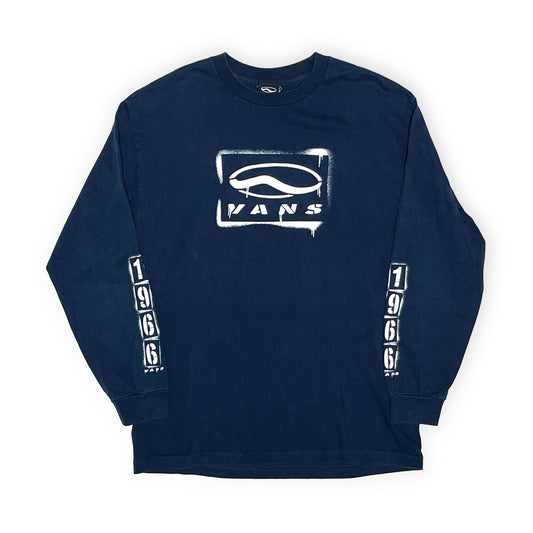 90's〜 VANS L/S T 両袖プリント ネイビー Size (L)位