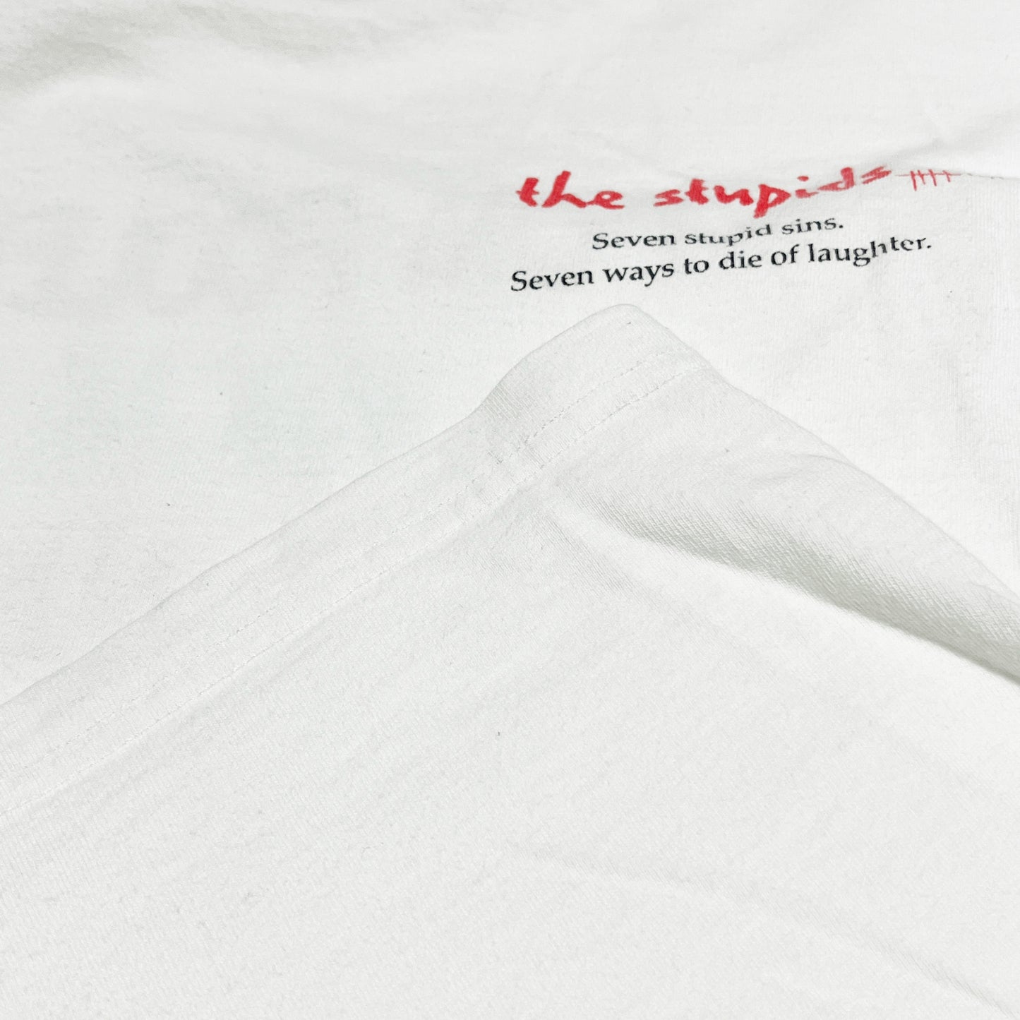 90s Murina Seven Parody T XL ブランドタグ 2 赤いインクで「the stupids」という文字 7つの記号