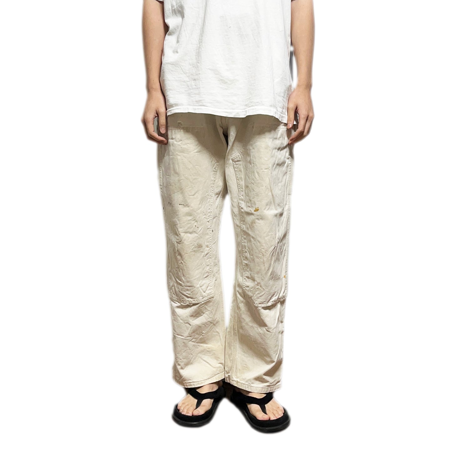 アメリカ製 Carhartt ダブルニー ペインターPT ペンキ飛び 生成り Size (W39 L30)位
