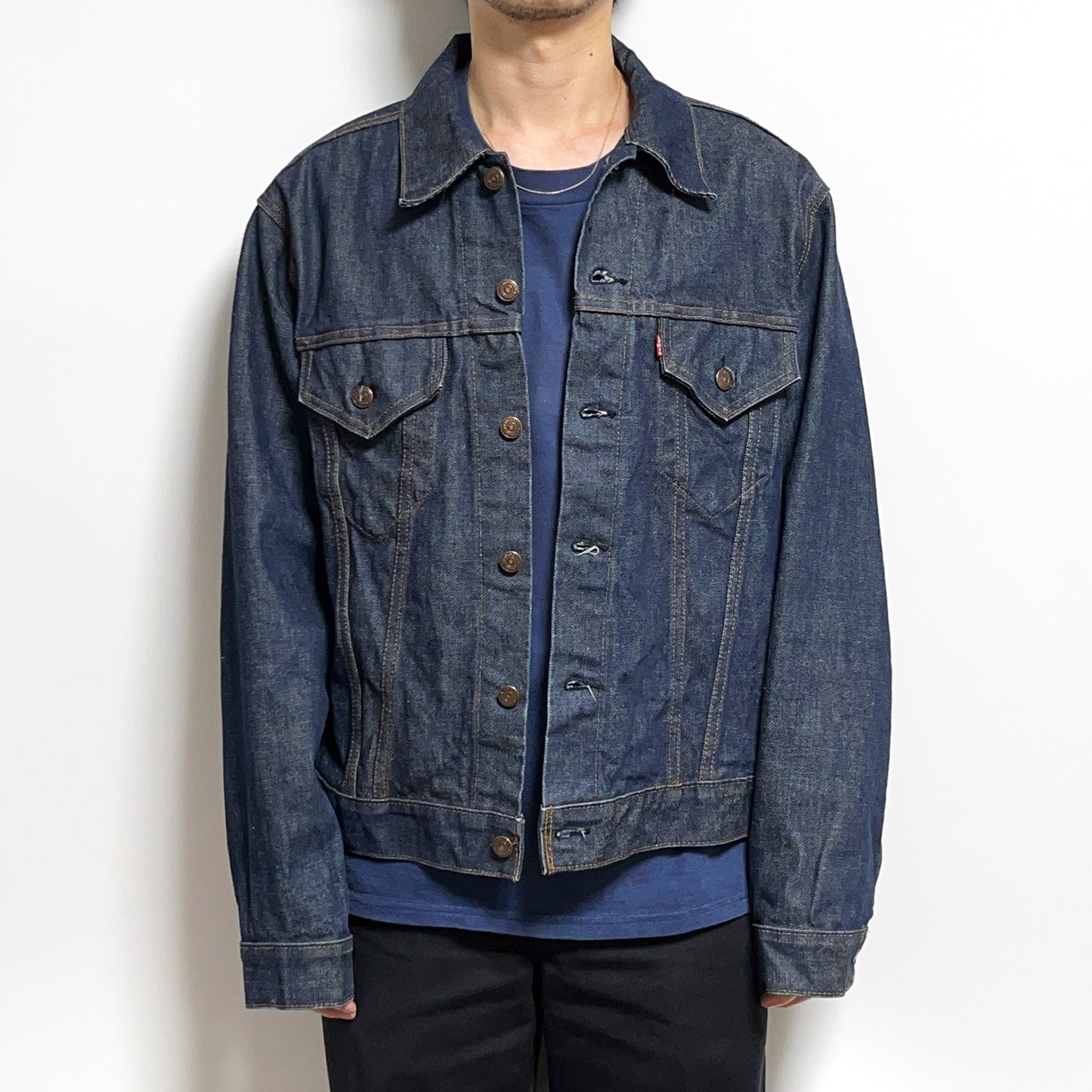 70's Levi's 70505 Small-e Denim JKT 真っ紺 1,2Wash? Size (46) ビッグサイズ!