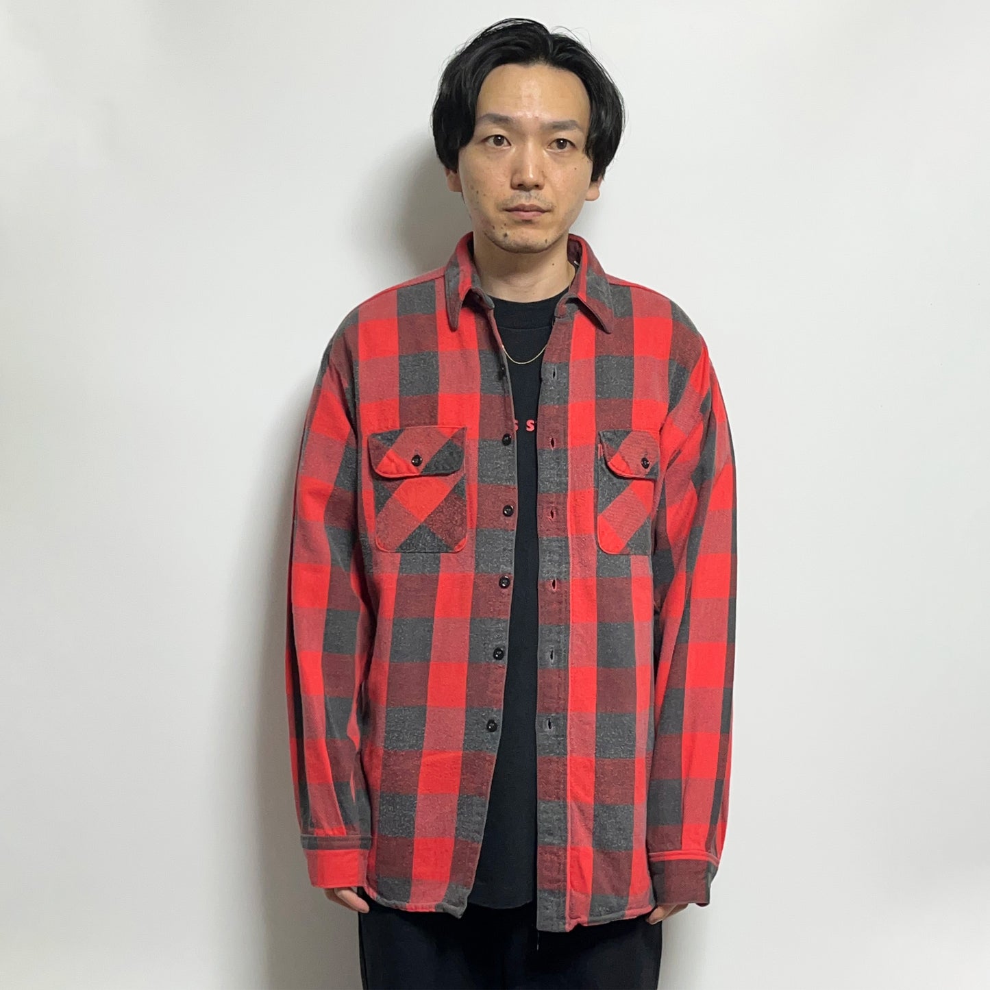 70's FIVEBROTHER Nel SH 赤黒ブロックチェック Size (L-TALL)