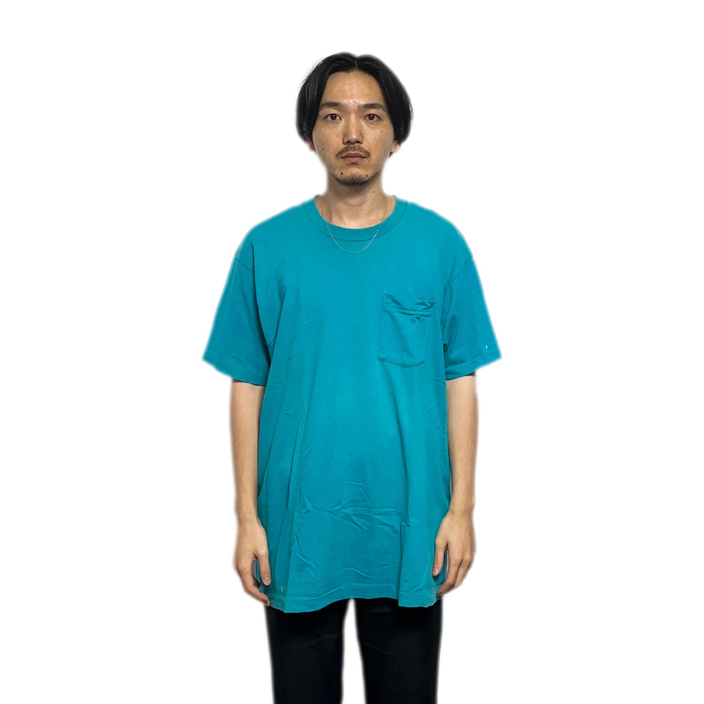 80's FRUIT OF THE LOOM Pocket T Turquoise Size (XXL)