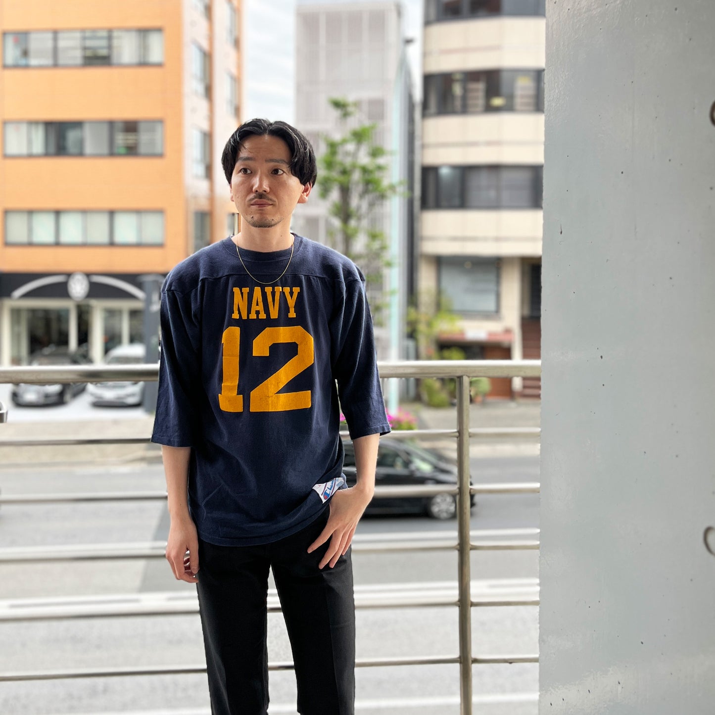 80's Champion Football T "NAVY 12" Size (L)