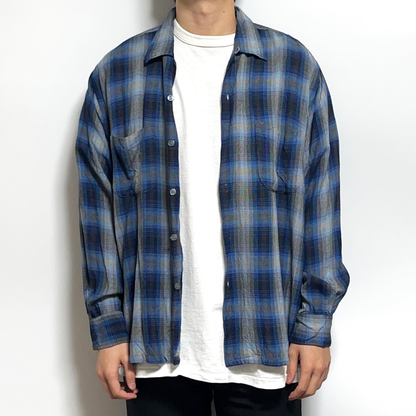 60's Sir Rayon L/S SH オンブレ Size (XL) ビッグサイズ!