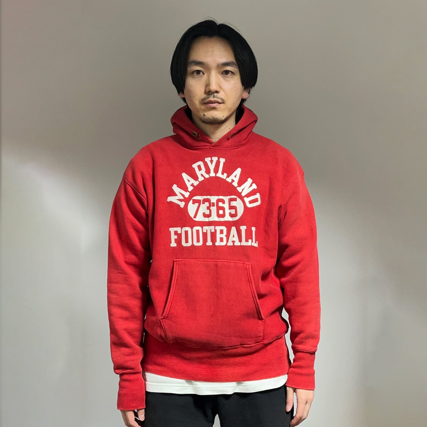 70's Champion 単色タグ R/W Parka "MARYLAND 73-65 FOOTBALL" 3段プリント Size (XL)