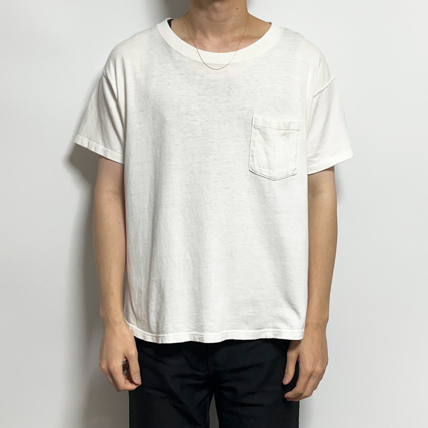 80's Champion トリコタグ Pocket T ホワイト Size (L)