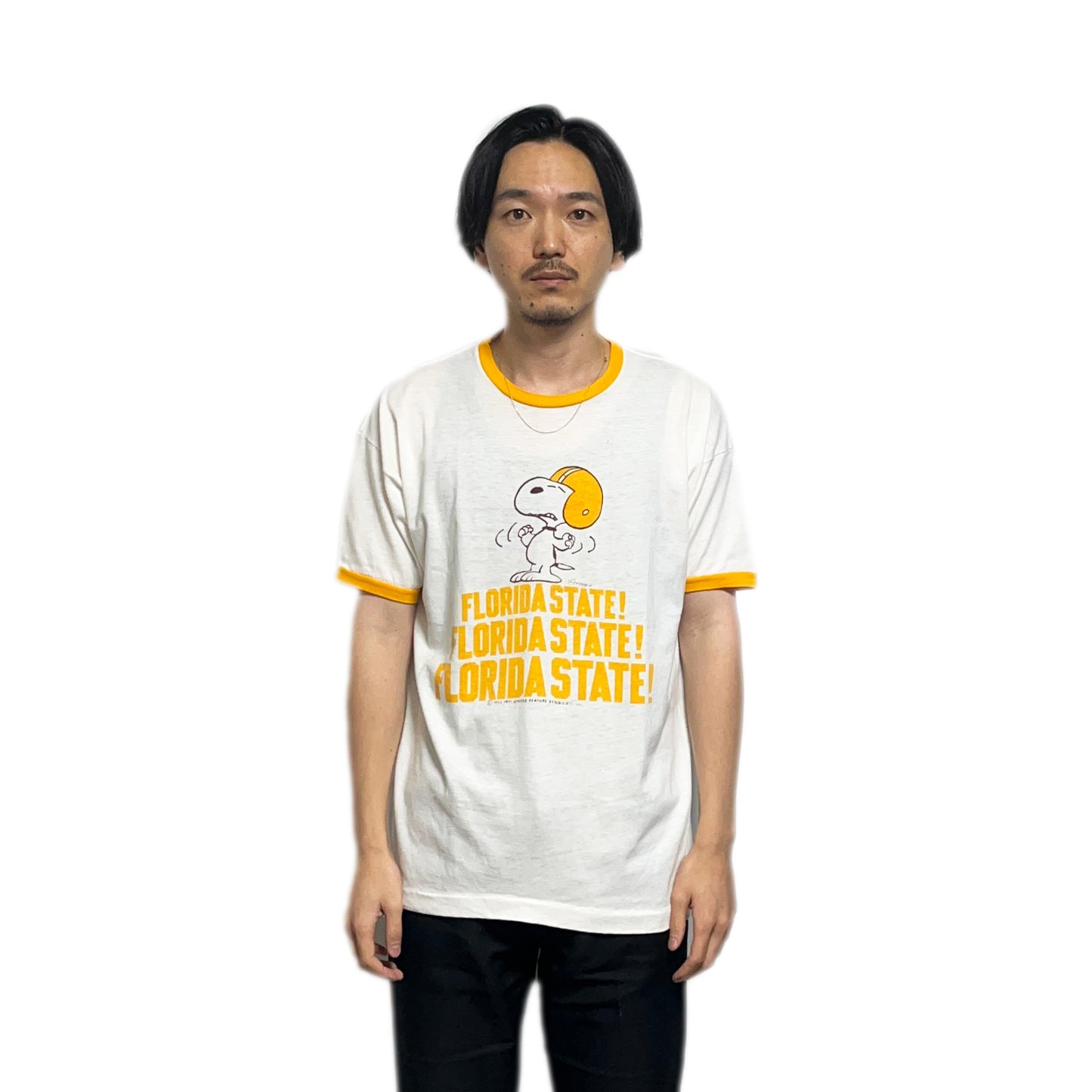 70's バータグ Champion Snoopy Ringer T Size (XL)