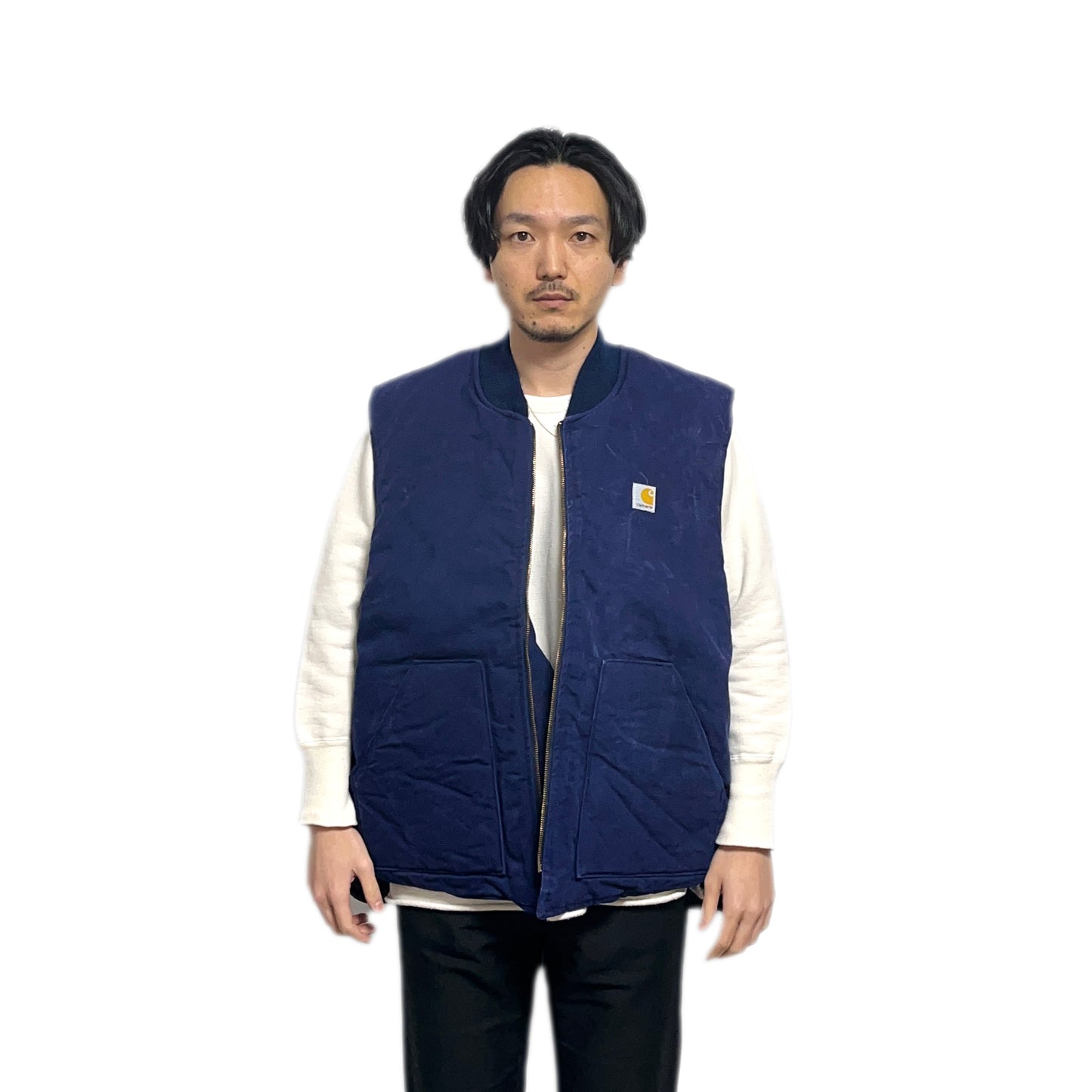 80's Carharrt Duck Vest ネイビー 胸パッチ! Size (XXL-TALL)