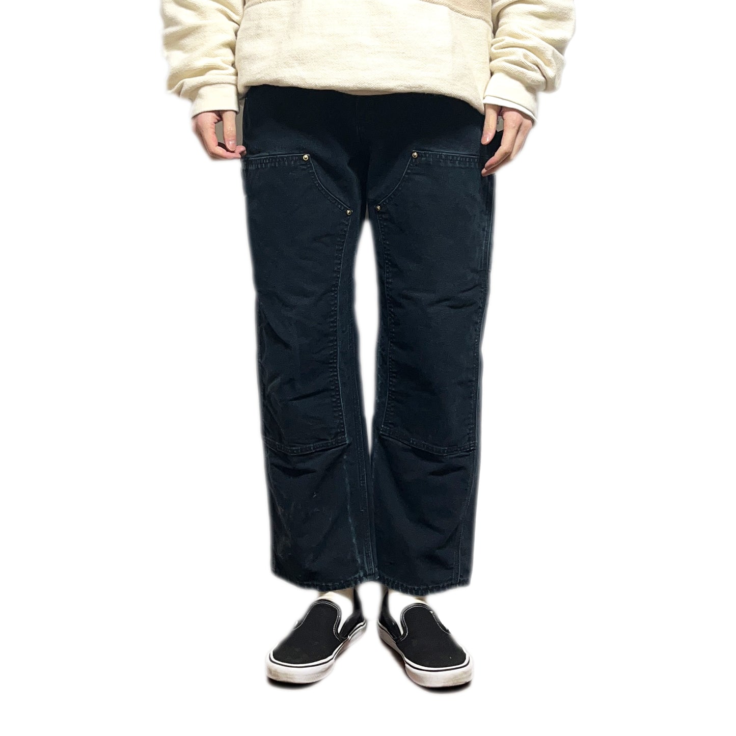 アメリカ製 Carhartt ダブルニー ペインターPT ブラック Size (W32 L28.5)位