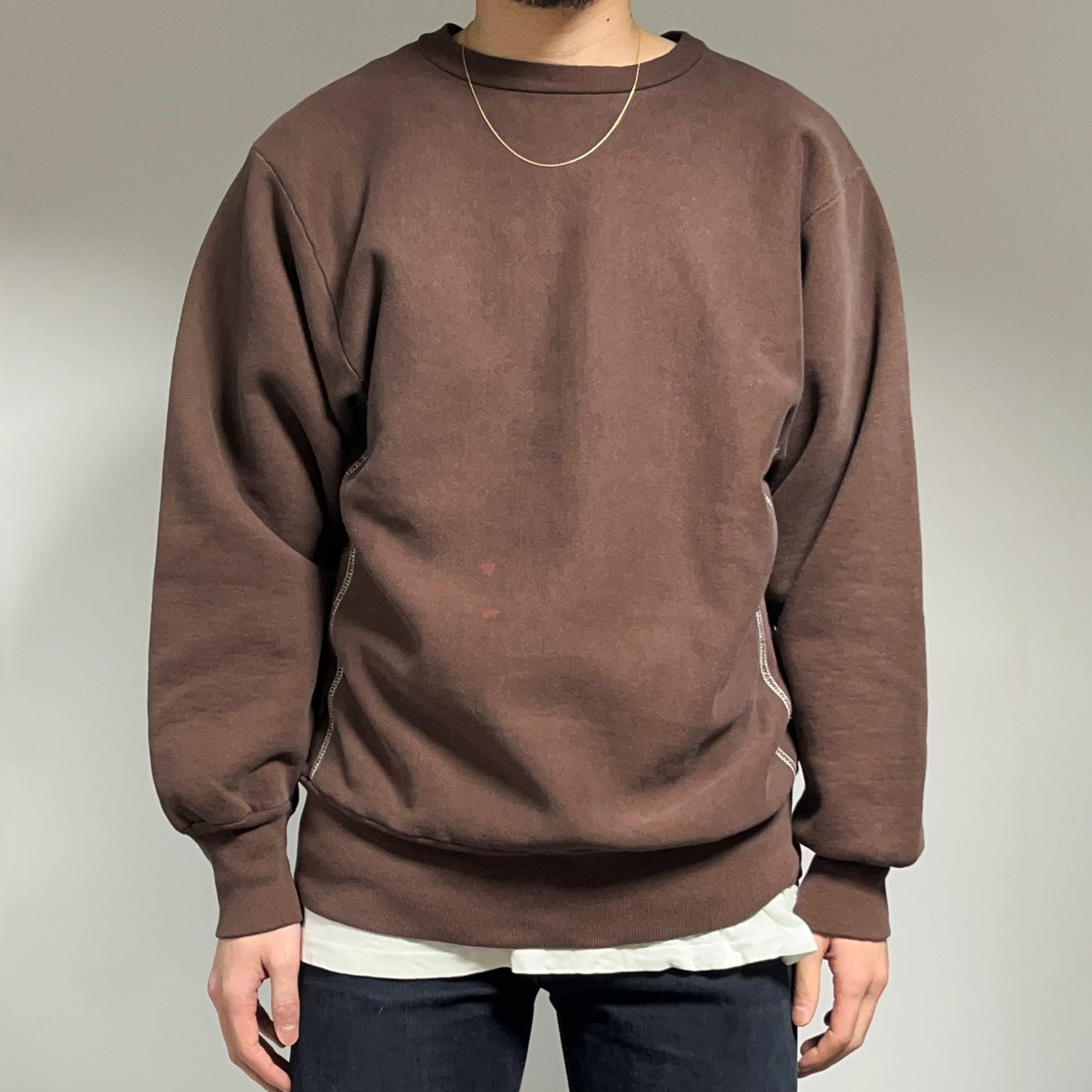 90's Champion R/W 内縫いブラウン 目無し Size (XL) レアカラー!