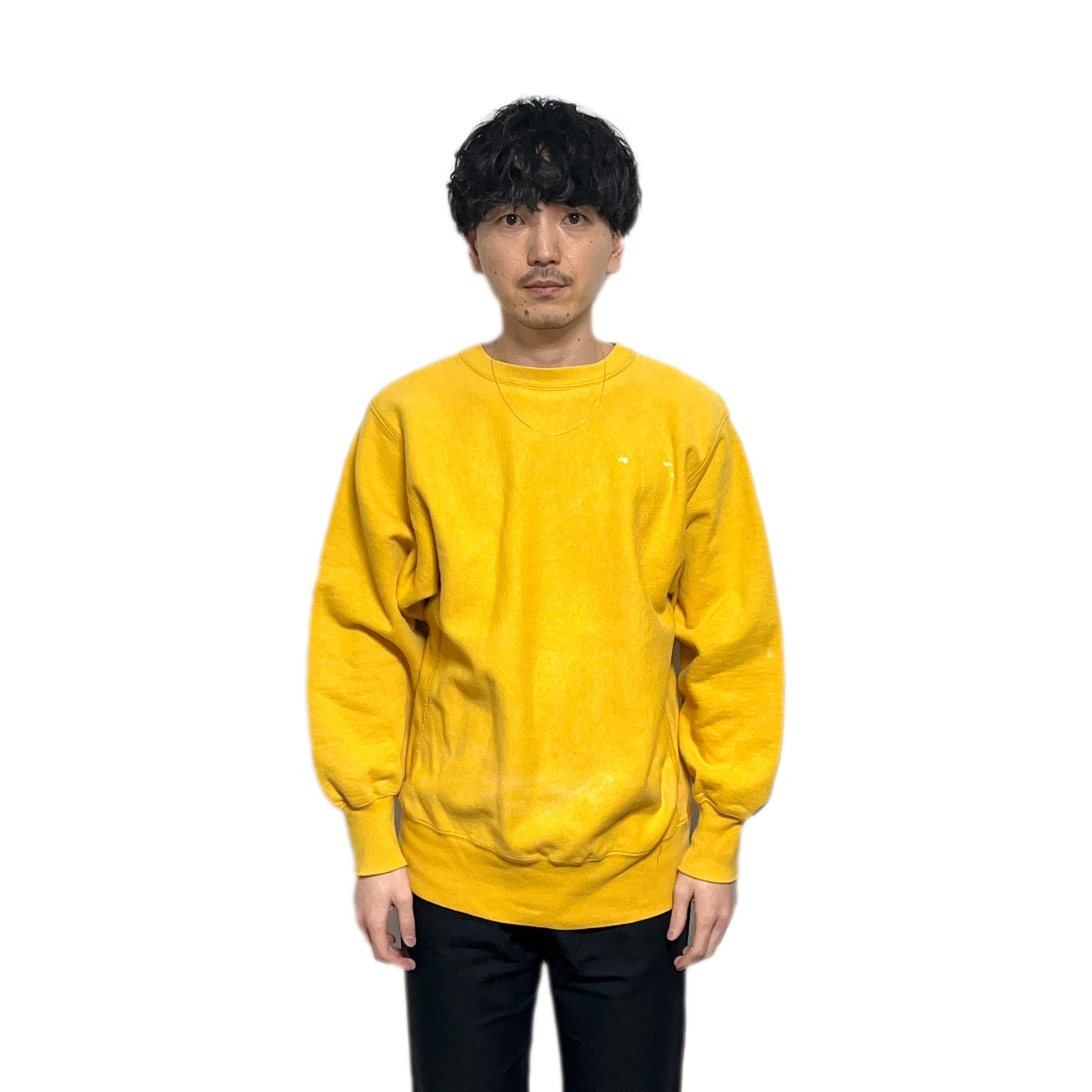 80's Champion R/W Crew Mustard 目無し Size (L)