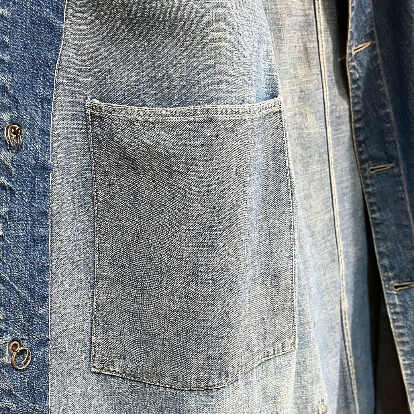 40's WWII Denim Coverall CROWN Change Button 極上雰囲気 Size (42)位 スペシャル!
