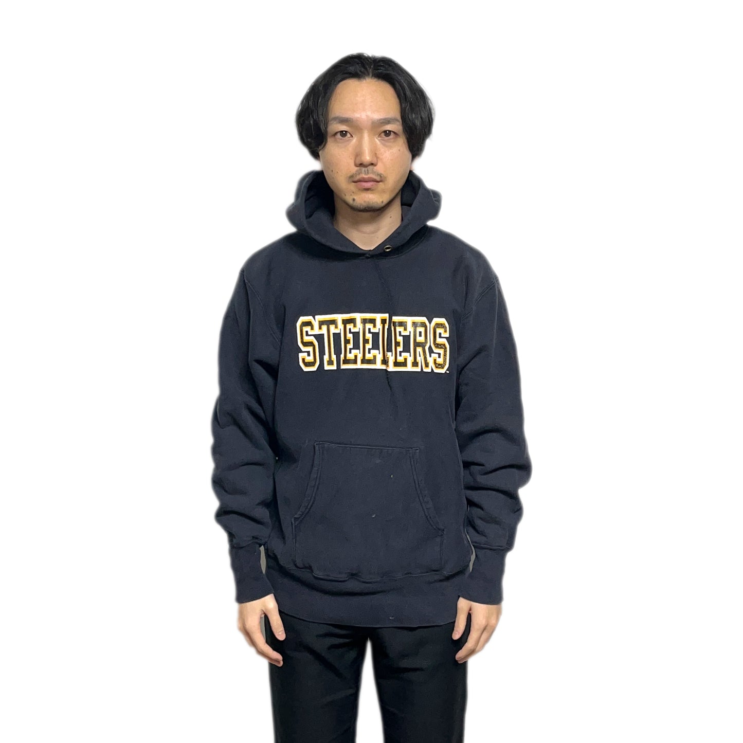 90's Champion R/W "STEELERS" Parka Black Size (L)