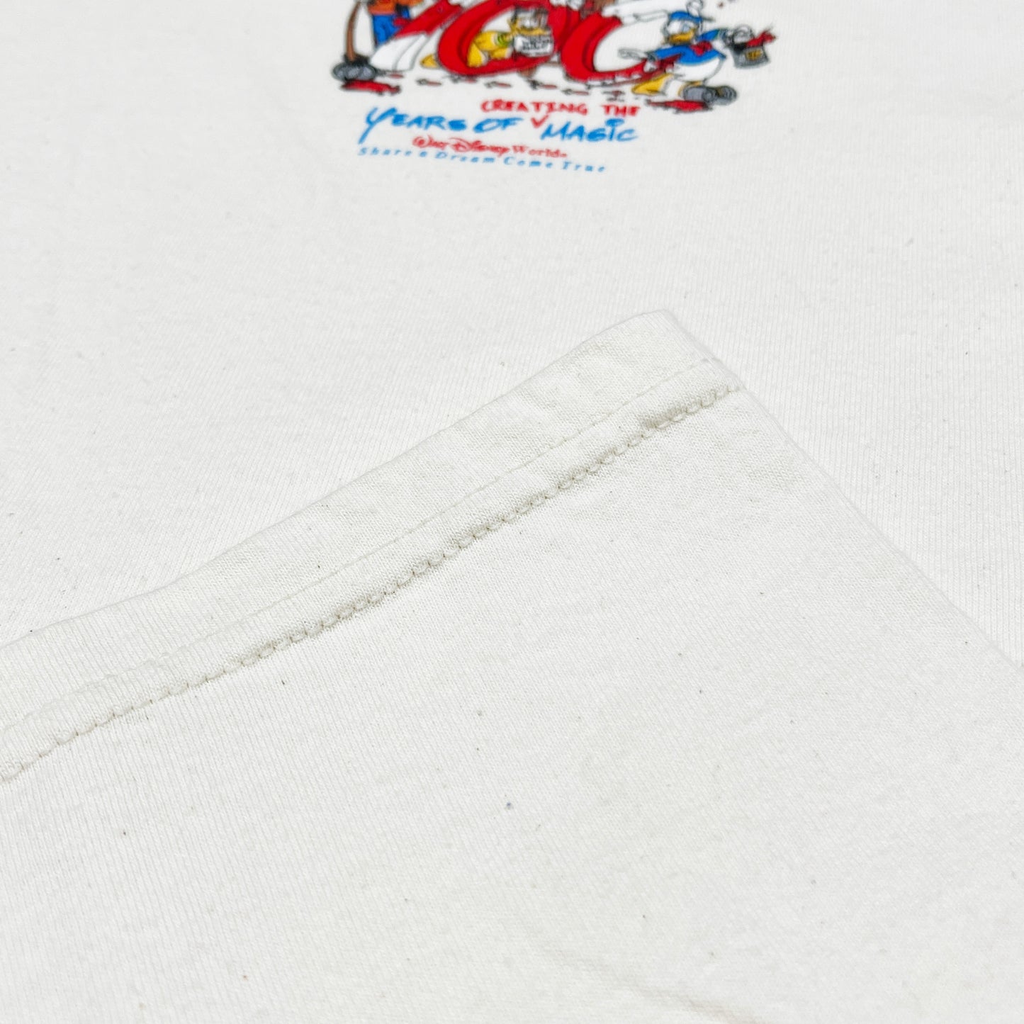 00s CAST EXCLUSIVE Walt Disney 100th anniversary T L ディテール 2 生地 縫い目 プリントの端