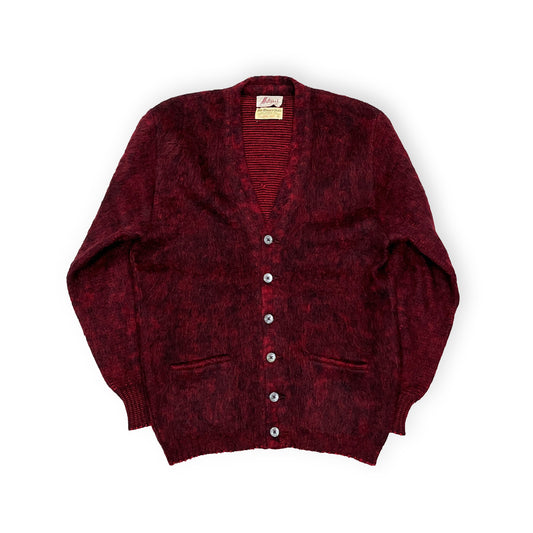 60's〜 LORD JEFF Mohiar Cardigan 赤黒ミックスカラー Size (XL)