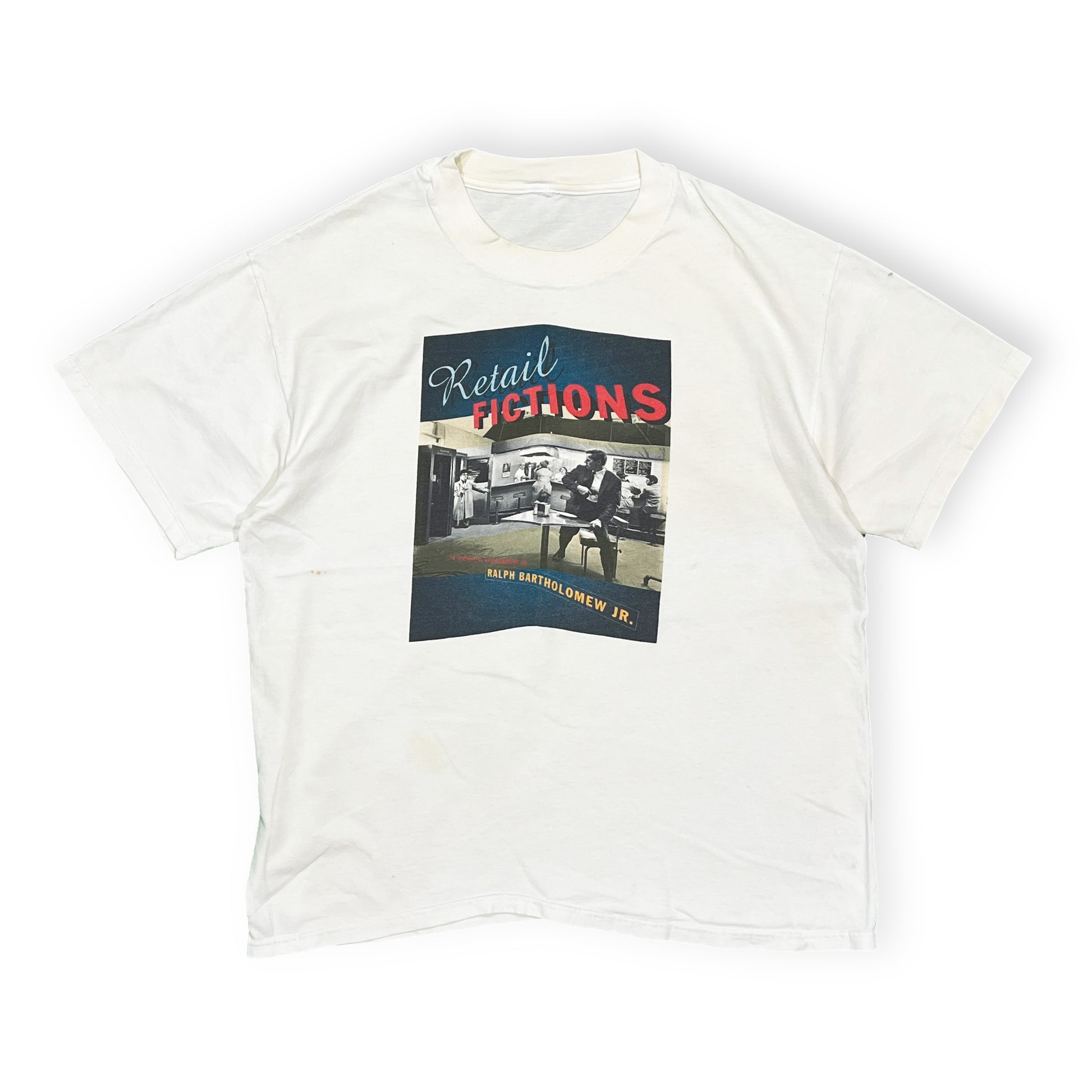 90s UnKnown Retail Fictions T L 平置き 2 白ベースに「Retail FICTIONS」のプリント