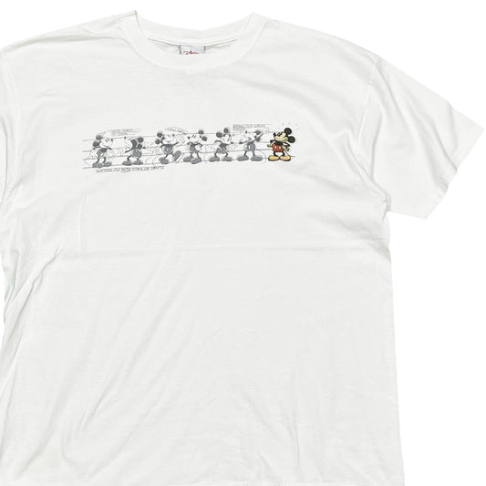 90s〜 Disney Mickey T XL 平置き 1 白ベースに横長のミッキーマウスプリント