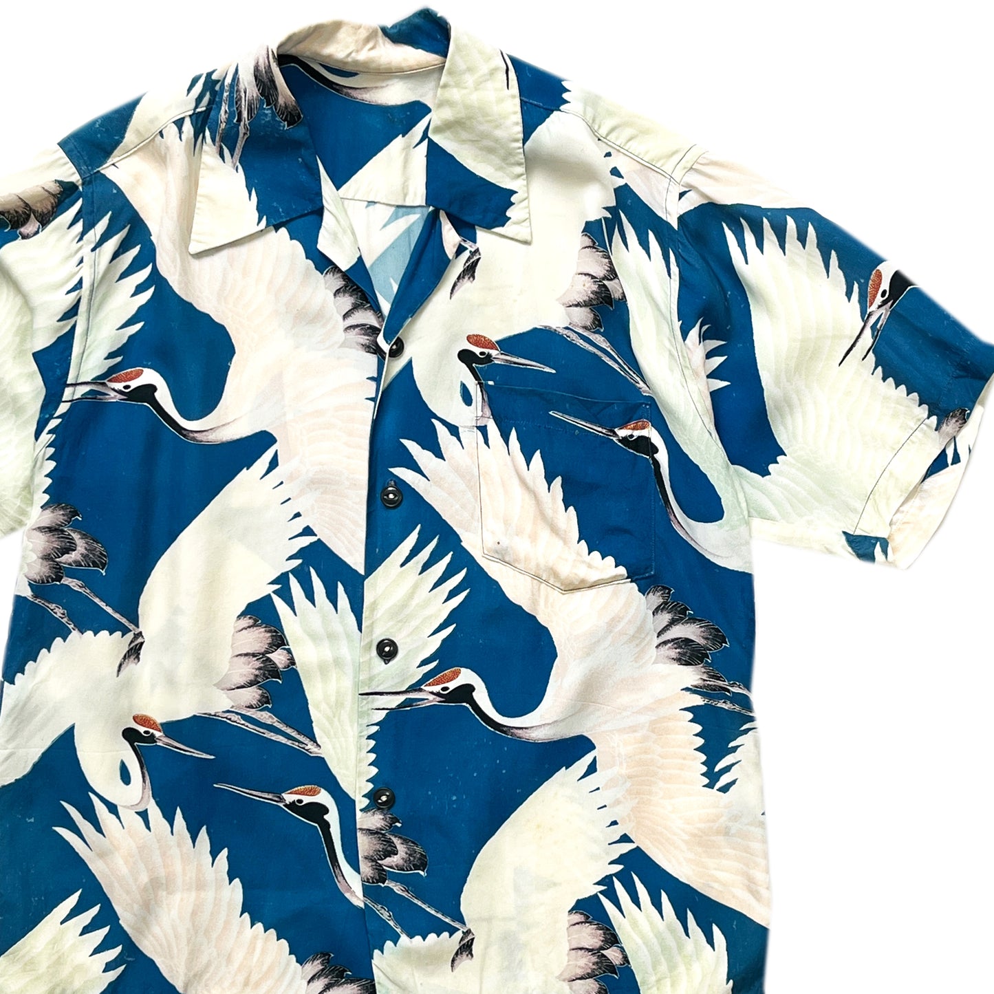 50's〜 UnKnown 和柄 Hawaiian S/S SH "鶴" Size (L)位