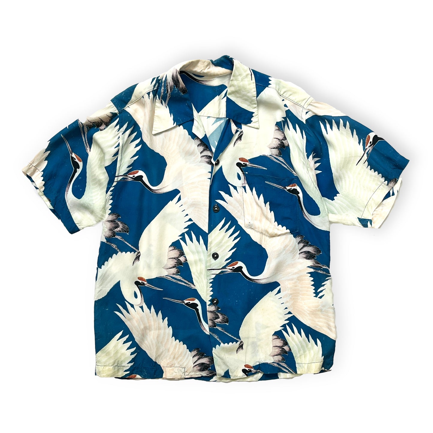 50's〜 UnKnown 和柄 Hawaiian S/S SH "鶴" Size (L)位