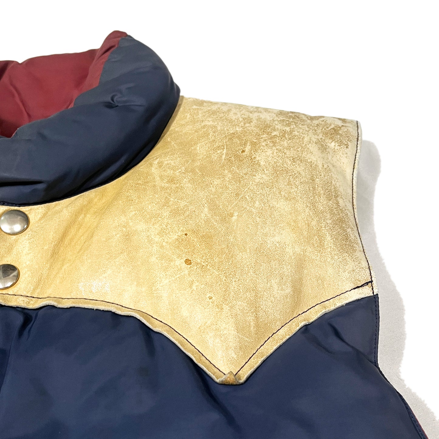 70s Rocky Mountain Vest ネイビー 38 ディテール ゴールド素材 破れ 縫い目