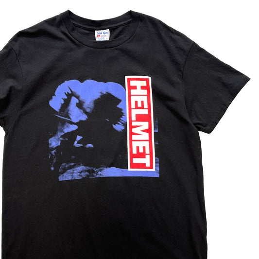 90s United Sports HELMET T L 平置き 1 黒Tシャツ プリント サイズLタグ