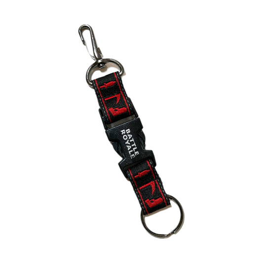 Battle Royale Key Ring 平置き 1 黒と赤のストライプ 金属スナップボタン 金属スクリップ