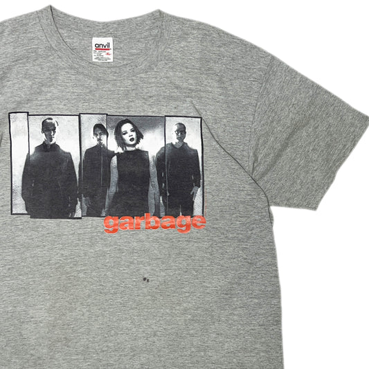 90s anvil Garbage ツアー T XL 平置き 灰色Tシャツ Garbageの4人組写真 オレンジのロゴ A
