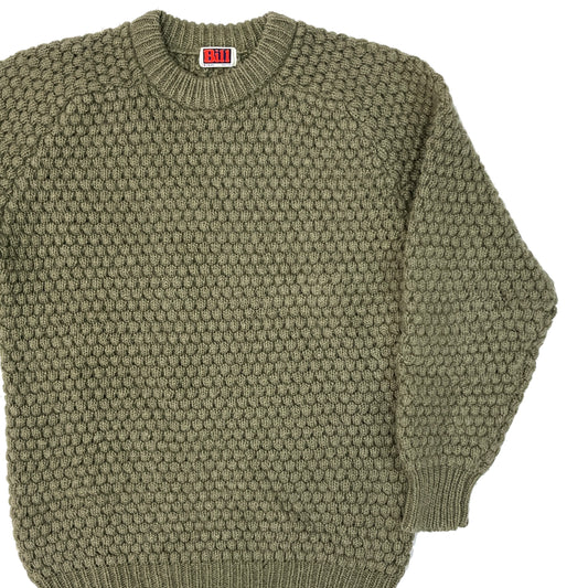 70s〜 Bill Popcorn Sweater L 平置き 1 緑色 ボクシエ柄 Bill Popcornタグ