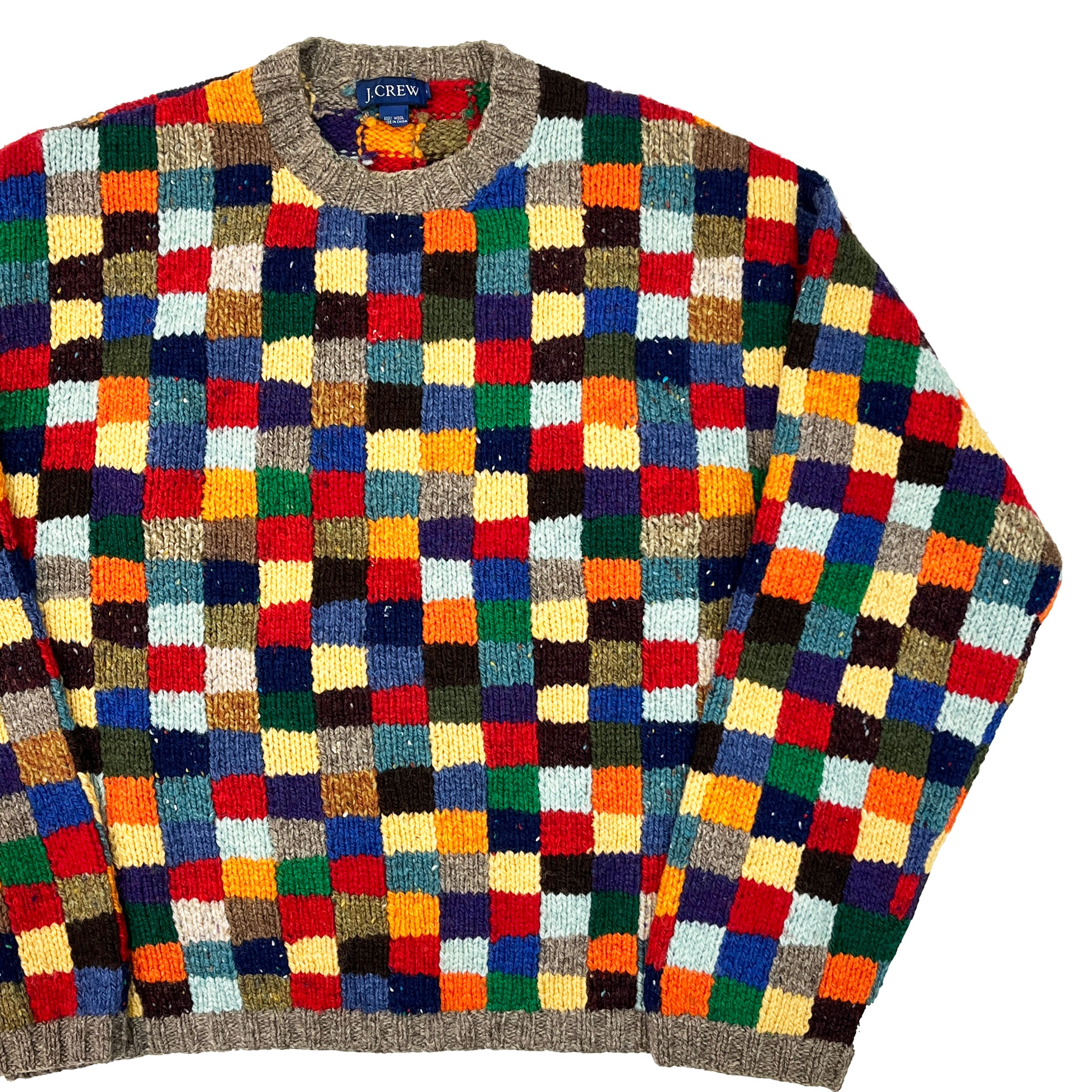 90's〜 J.CREW パッチワーク風 Sweater Size (L)