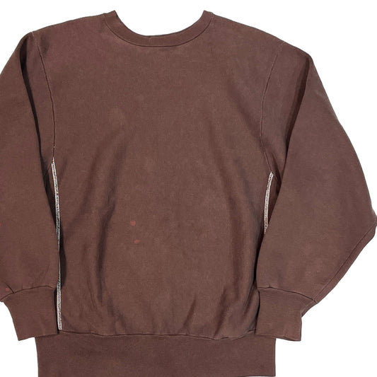 90s Champion R/W 内縫いブラウン 目無し XL レアカラー 平置き 1 背面 ブラウン 内縫い 目無し