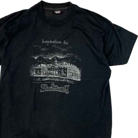 90s SCREENSTARS The Shining T XL 平置き 1 黒Tシャツ 前面に『The Shining』のイラストプリン