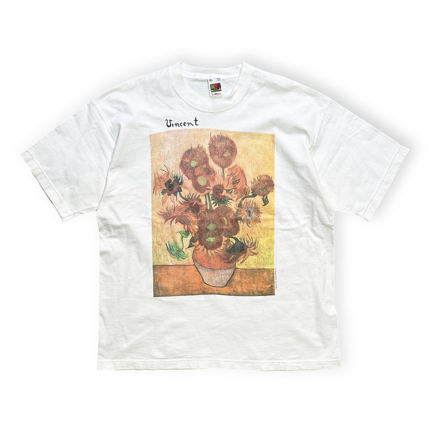 90's FRUIT OF THE LOOM Vincent Gogh T "ひまわり" Size (XL)