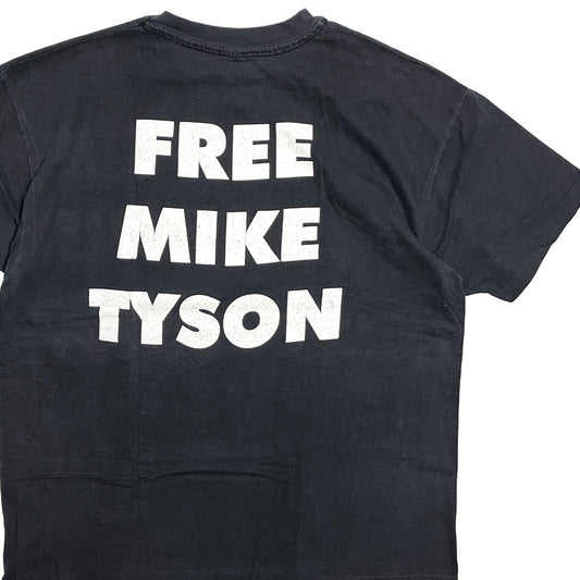 90s Hanes Mike Tyson T XL 背面 1 に「FREE MIKE TYSON」の白プリント