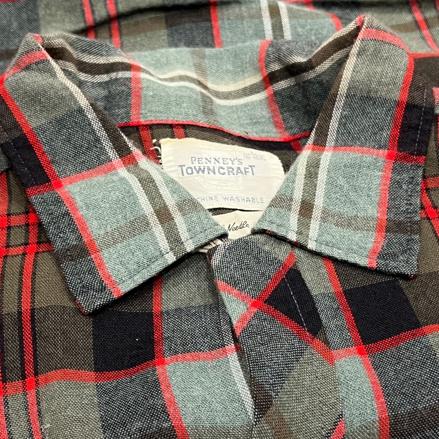 60's Town Craft Rayon Check SH Size (L)